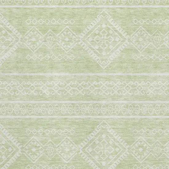 Mint Green And Ivory Southwestern Washable Area Rug With UV Protection Photo 3