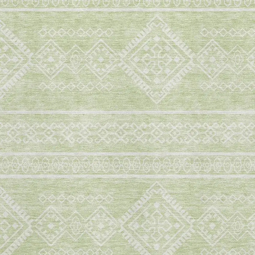 Mint Green And Ivory Southwestern Washable Area Rug With UV Protection Photo 3