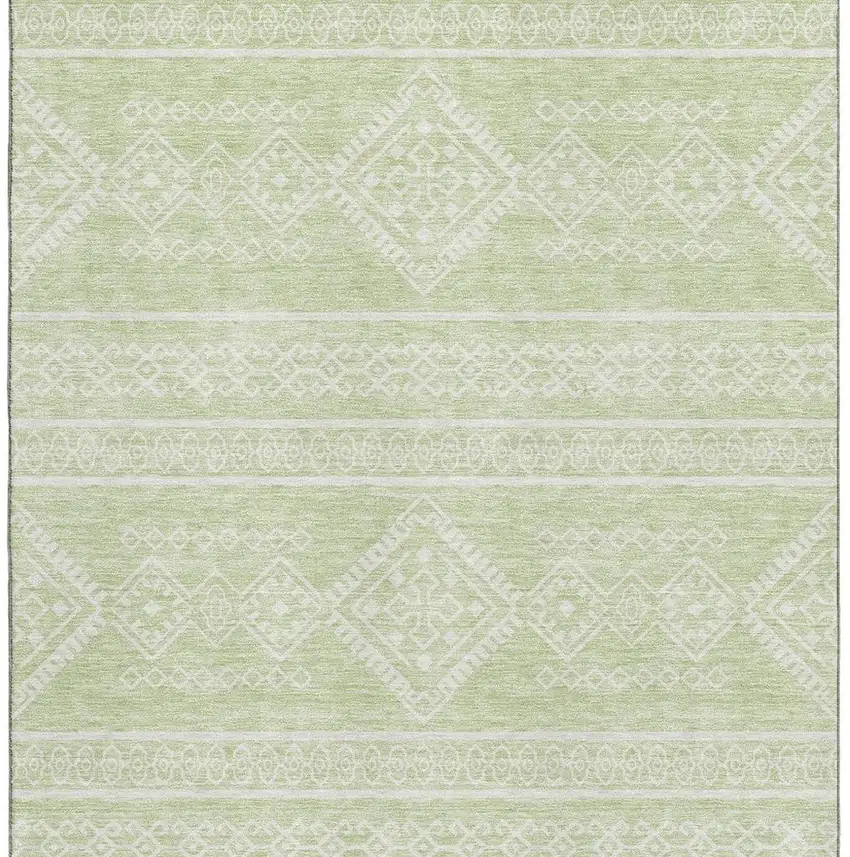 Mint Green And Ivory Southwestern Washable Area Rug With UV Protection Photo 4