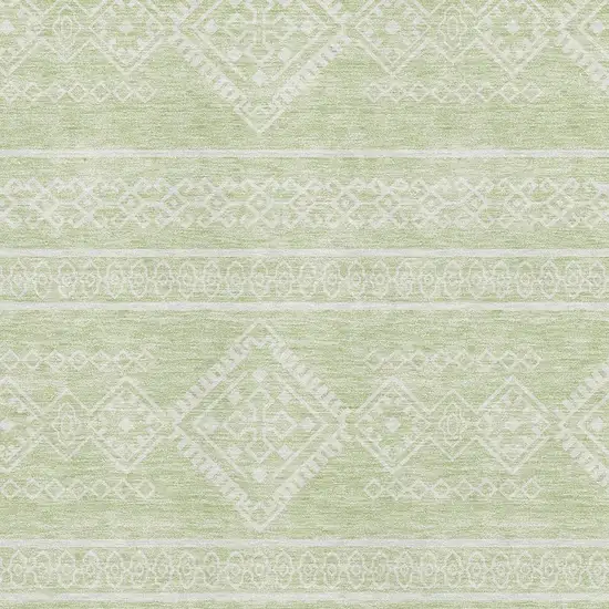 Mint Green And Ivory Southwestern Washable Area Rug With UV Protection Photo 3