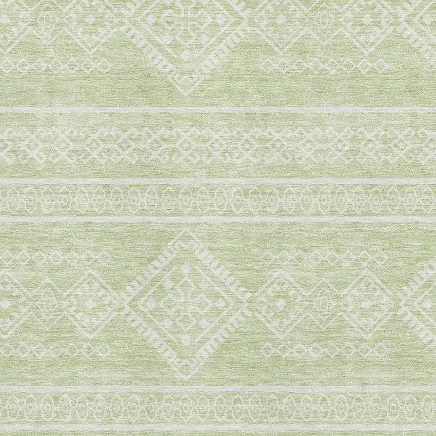 Mint Green And Ivory Southwestern Washable Area Rug With UV Protection Photo 3