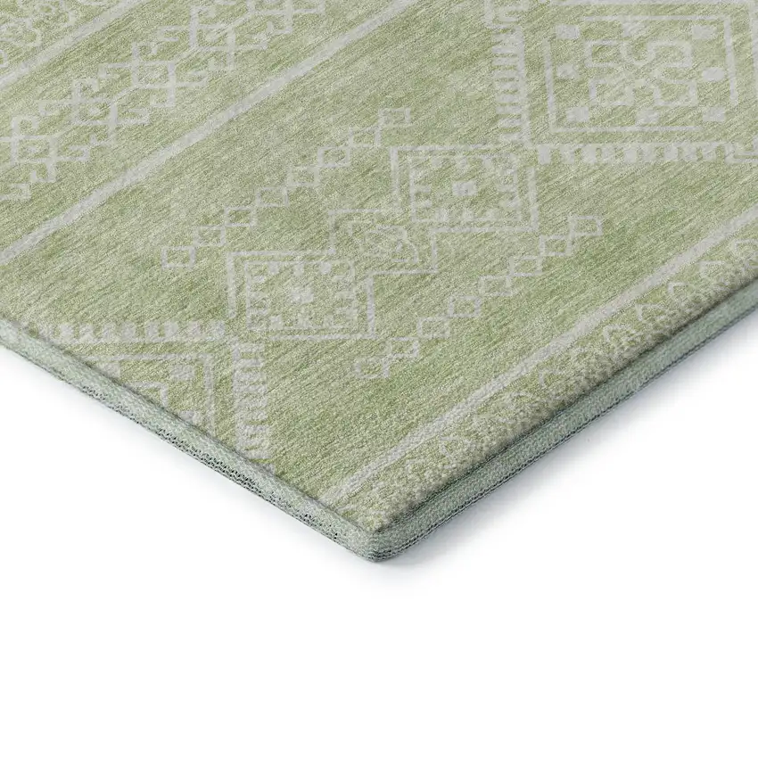 Mint Green And Ivory Southwestern Washable Area Rug With UV Protection Photo 8