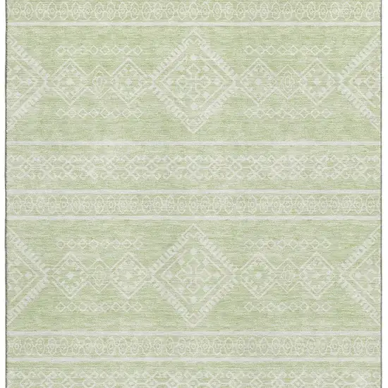 Mint Green And Ivory Southwestern Washable Area Rug With UV Protection Photo 4