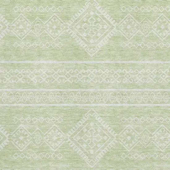Mint Green And Ivory Southwestern Washable Area Rug With UV Protection Photo 3