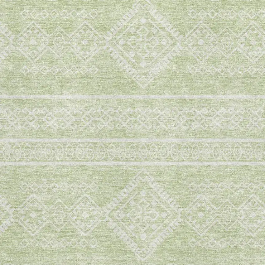 Mint Green And Ivory Southwestern Washable Area Rug With UV Protection Photo 3