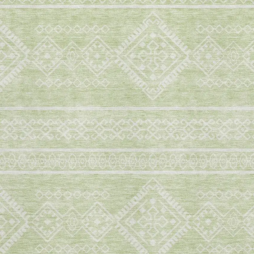 Mint Green And Ivory Southwestern Washable Area Rug With UV Protection Photo 3