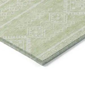 Photo of Mint Green And Ivory Southwestern Washable Indoor Outdoor Area Rug