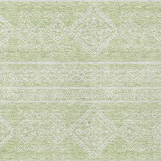 Mint Green And Ivory Southwestern Washable Indoor Outdoor Area Rug Photo 5