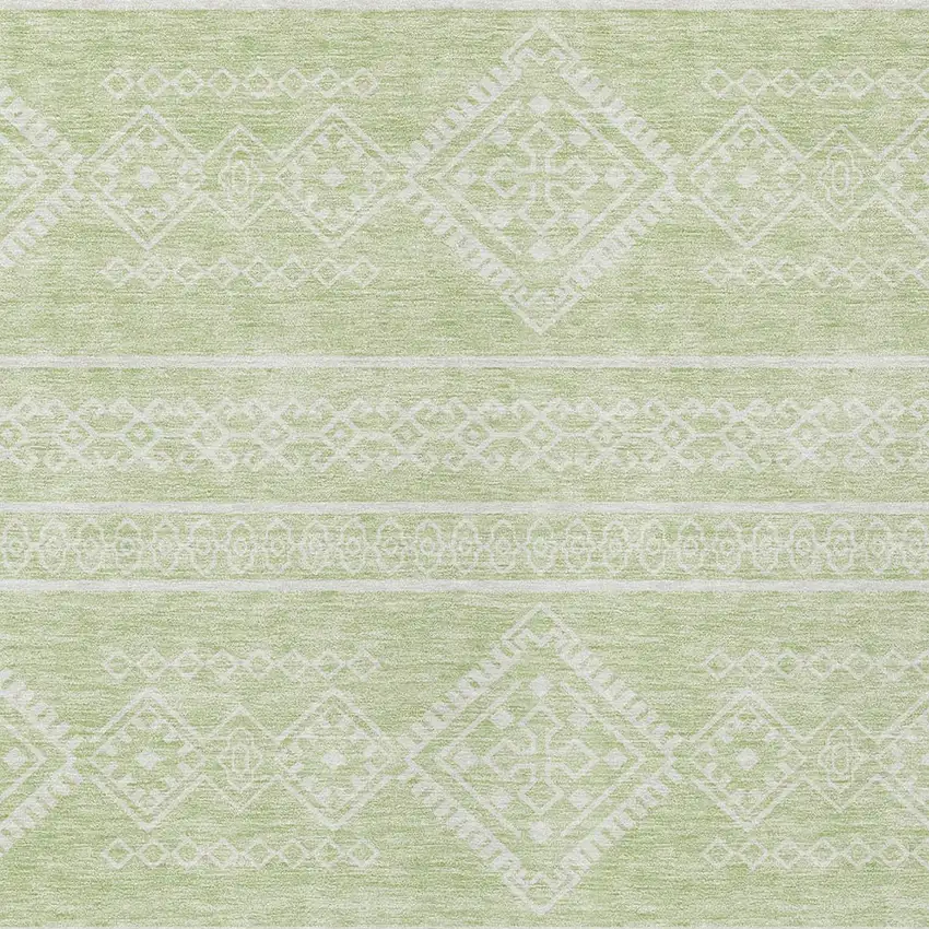 Mint Green And Ivory Southwestern Washable Indoor Outdoor Area Rug Photo 5