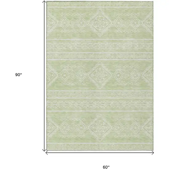 Mint Green And Ivory Southwestern Washable Indoor Outdoor Area Rug Photo 3