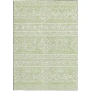 Photo of Mint Green And Ivory Southwestern Washable Indoor Outdoor Area Rug