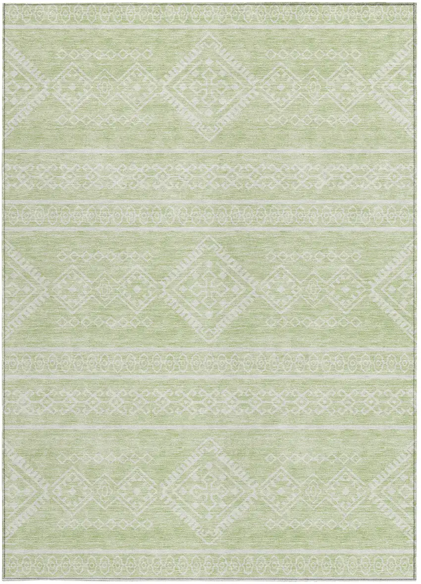 Mint Green And Ivory Southwestern Washable Indoor Outdoor Area Rug Photo 6