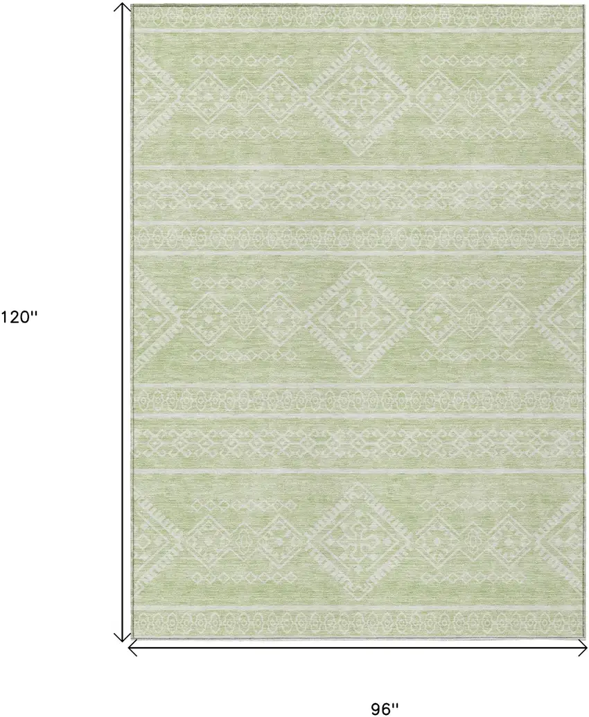 Mint Green And Ivory Southwestern Washable Indoor Outdoor Area Rug Photo 3