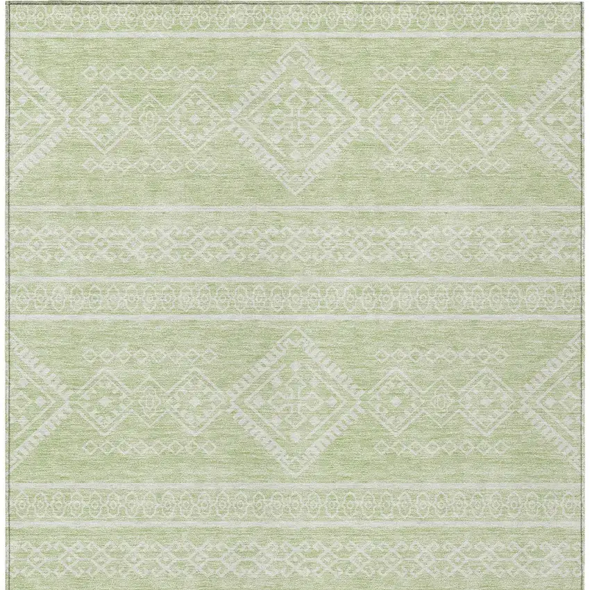 Mint Green And Ivory Southwestern Washable Indoor Outdoor Area Rug Photo 5