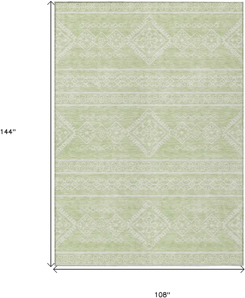 Mint Green And Ivory Southwestern Washable Indoor Outdoor Area Rug Photo 3