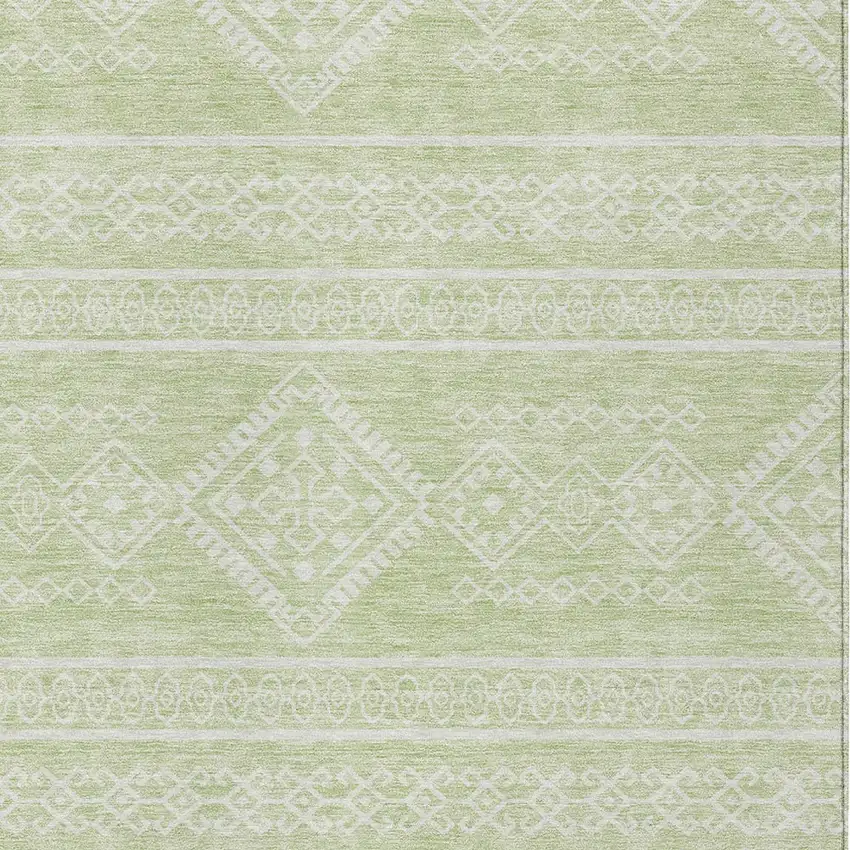 Mint Green And Ivory Southwestern Washable Indoor Outdoor Area Rug Photo 5