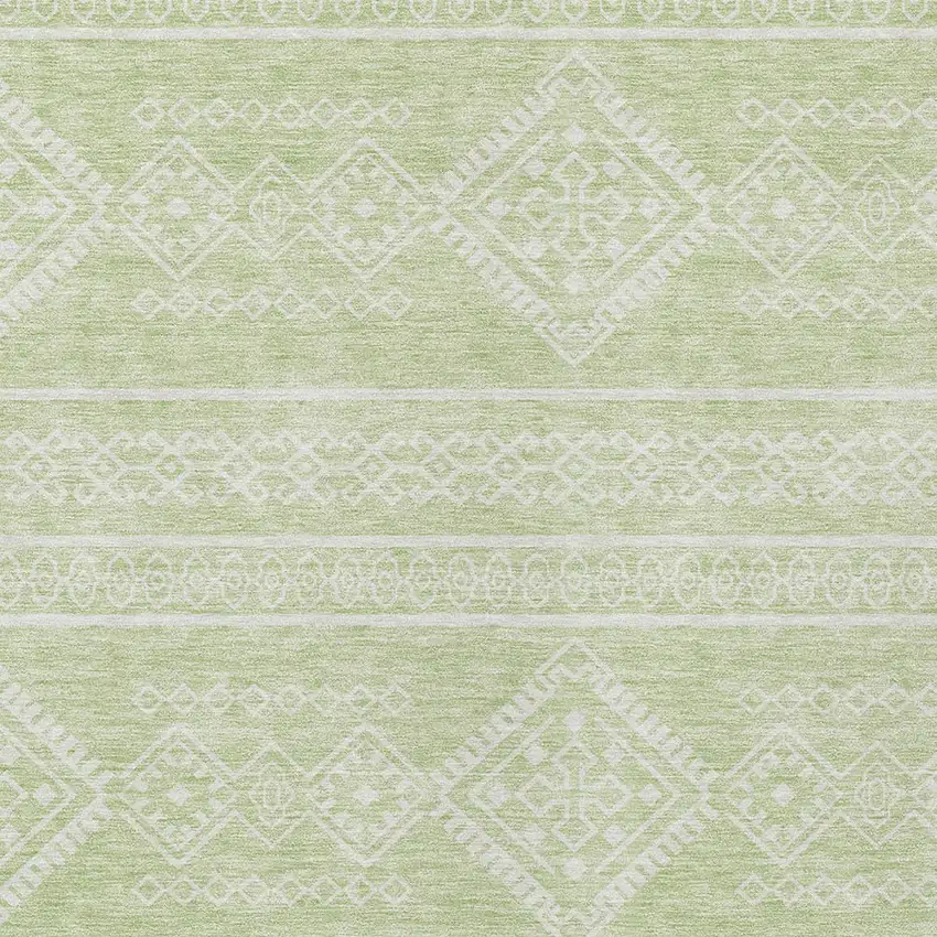 Mint Green And Ivory Southwestern Washable Indoor Outdoor Area Rug Photo 5