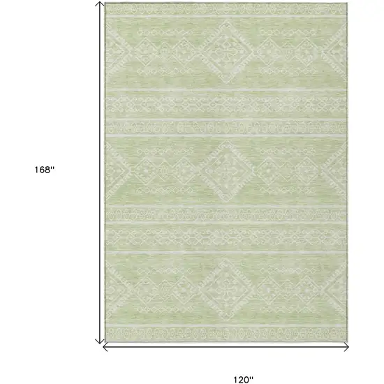 Mint Green And Ivory Southwestern Washable Indoor Outdoor Area Rug Photo 3