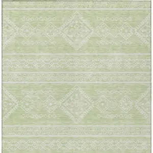 Photo of Mint Green And Ivory Southwestern Washable Indoor Outdoor Area Rug