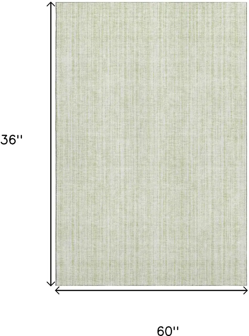 Mint Green And Ivory Striped Washable Area Rug With UV Protection Photo 3