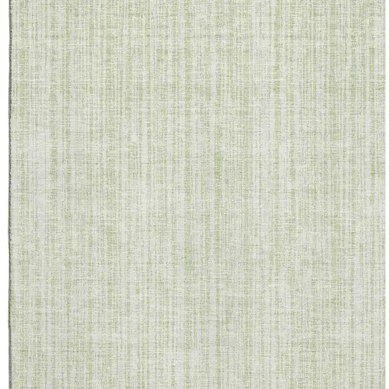 Mint Green And Ivory Striped Washable Area Rug With UV Protection Photo 4