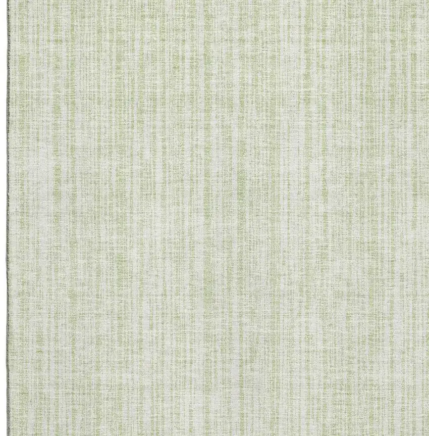 Mint Green And Ivory Striped Washable Area Rug With UV Protection Photo 4