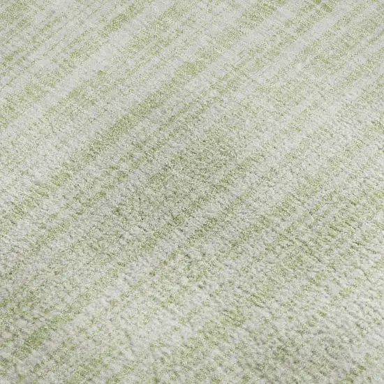 Mint Green And Ivory Striped Washable Area Rug With UV Protection Photo 3