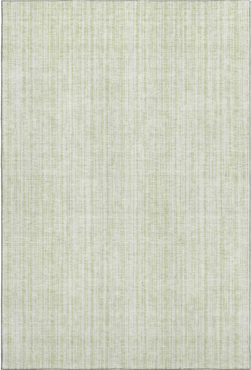 Mint Green And Ivory Striped Washable Area Rug With UV Protection Photo 6