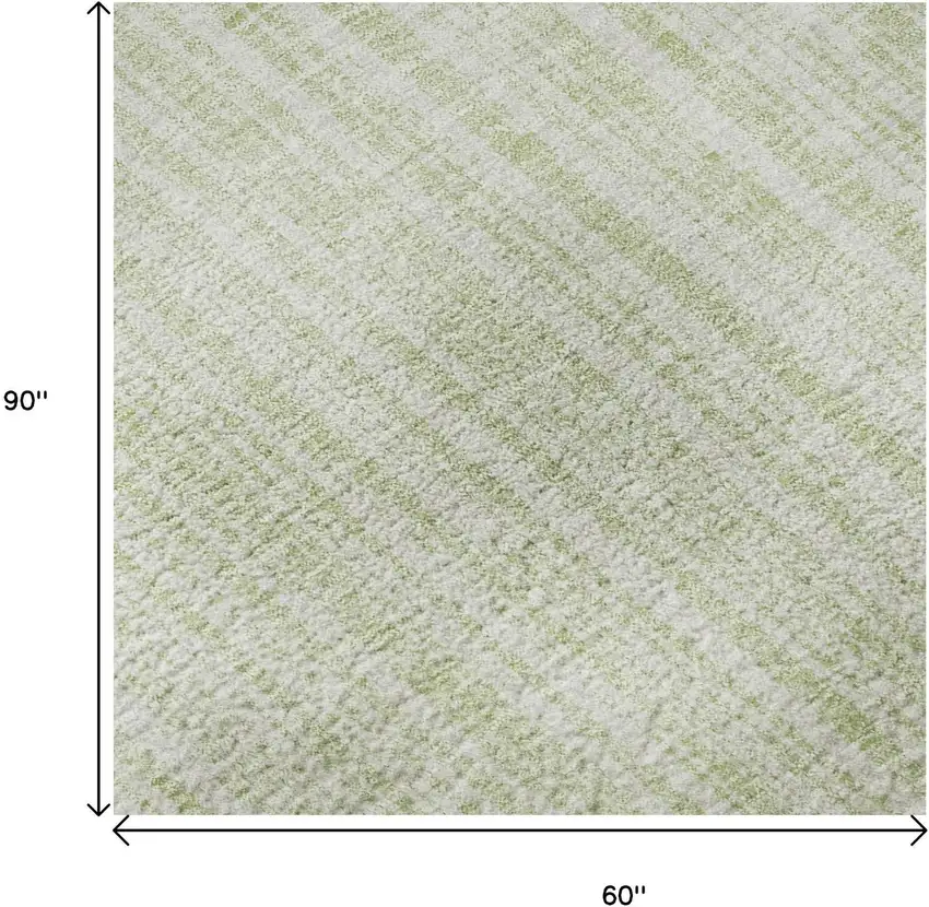 Mint Green And Ivory Striped Washable Area Rug With UV Protection Photo 9