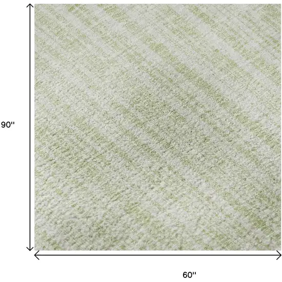 Mint Green And Ivory Striped Washable Area Rug With UV Protection Photo 9