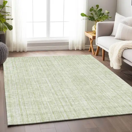 Mint Green And Ivory Striped Washable Area Rug With UV Protection Photo 3