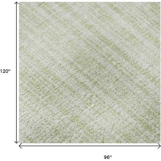 Mint Green And Ivory Striped Washable Area Rug With UV Protection Photo 9
