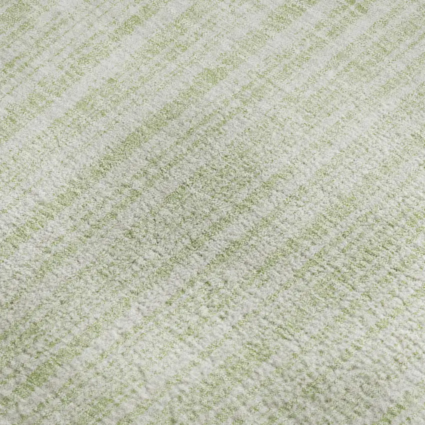 Mint Green And Ivory Striped Washable Area Rug With UV Protection Photo 3