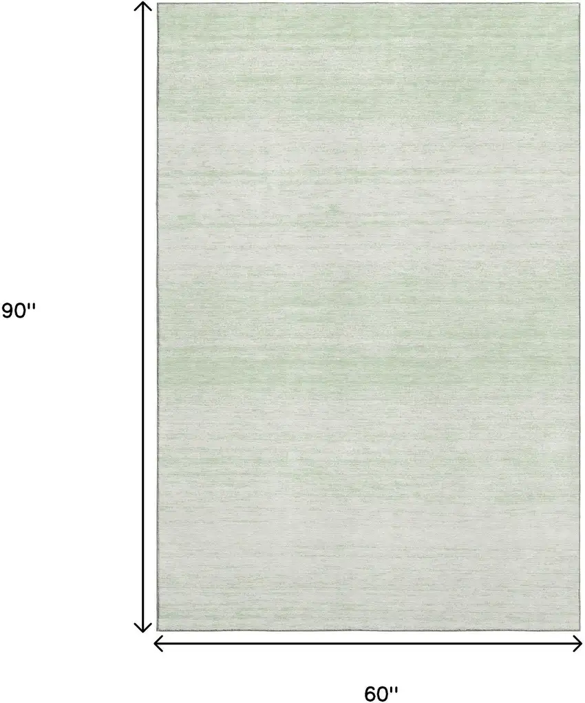 Mint Green And Ivory Striped Washable Area Rug With UV Protection Photo 3