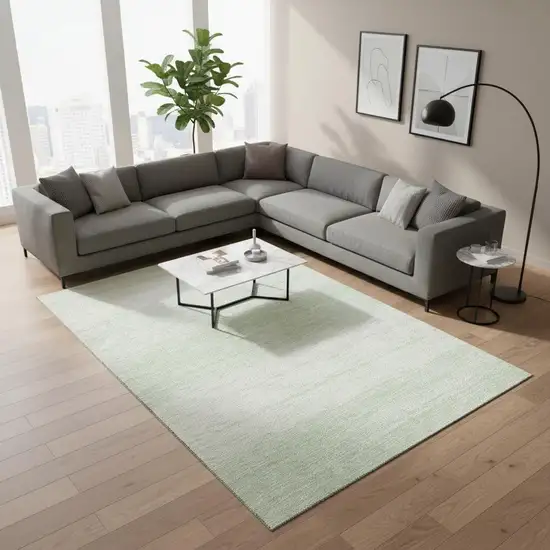 Mint Green And Ivory Striped Washable Area Rug With UV Protection Photo 2