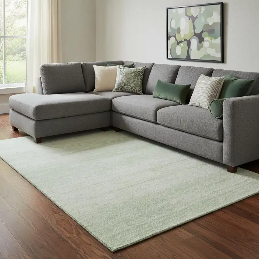 Mint Green And Ivory Striped Washable Area Rug With UV Protection Photo 1