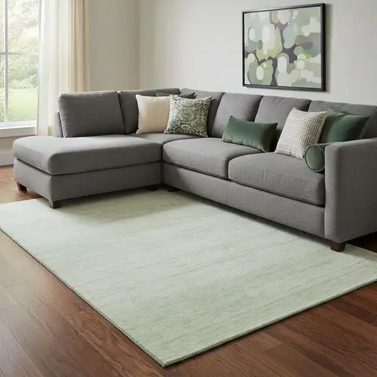 Mint Green And Ivory Striped Washable Area Rug With UV Protection Photo 1