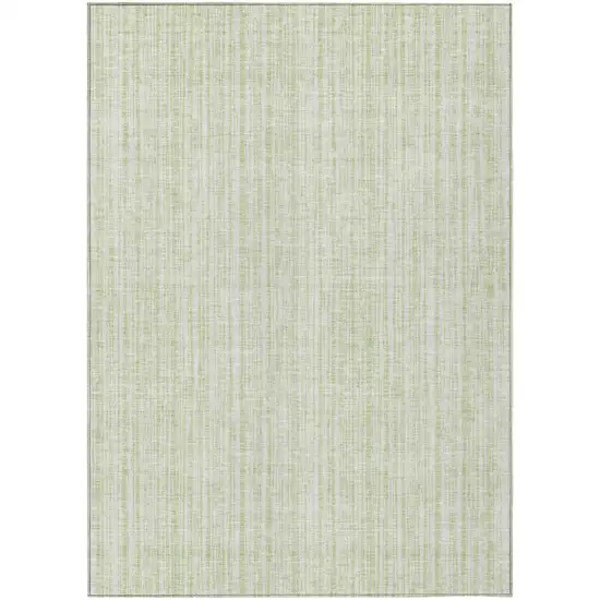 Mint Green And Ivory Striped Washable Indoor Outdoor Area Rug Photo 2