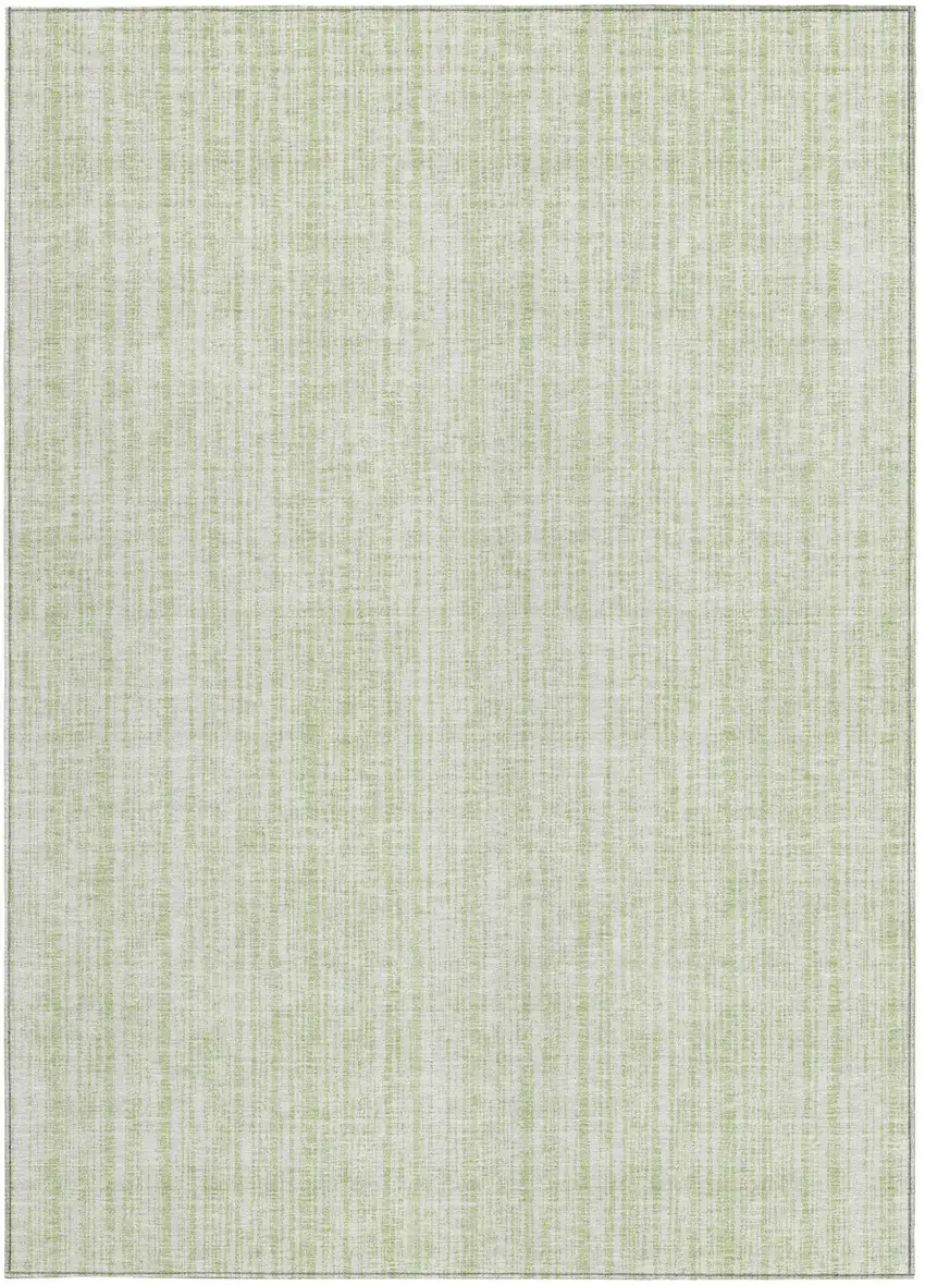 Mint Green And Ivory Striped Washable Indoor Outdoor Area Rug Photo 7
