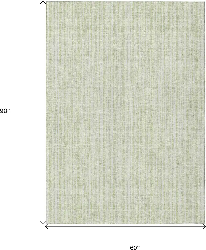 Mint Green And Ivory Striped Washable Indoor Outdoor Area Rug Photo 3
