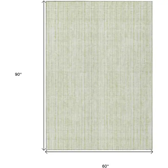 Mint Green And Ivory Striped Washable Indoor Outdoor Area Rug Photo 3