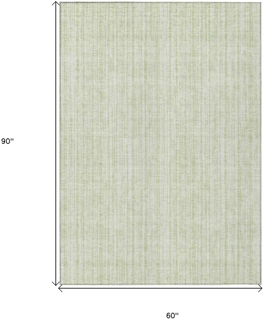 Mint Green And Ivory Striped Washable Indoor Outdoor Area Rug Photo 3