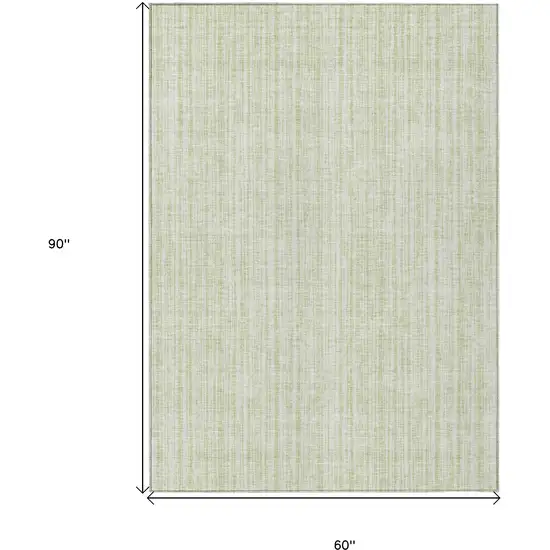 Mint Green And Ivory Striped Washable Indoor Outdoor Area Rug Photo 3
