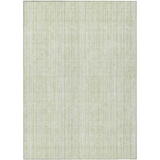 Mint Green And Ivory Striped Washable Indoor Outdoor Area Rug Photo 1