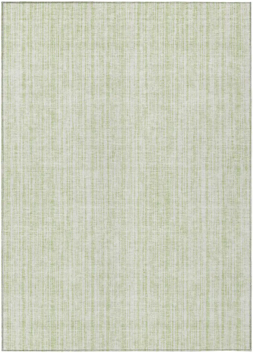 Mint Green And Ivory Striped Washable Indoor Outdoor Area Rug Photo 1