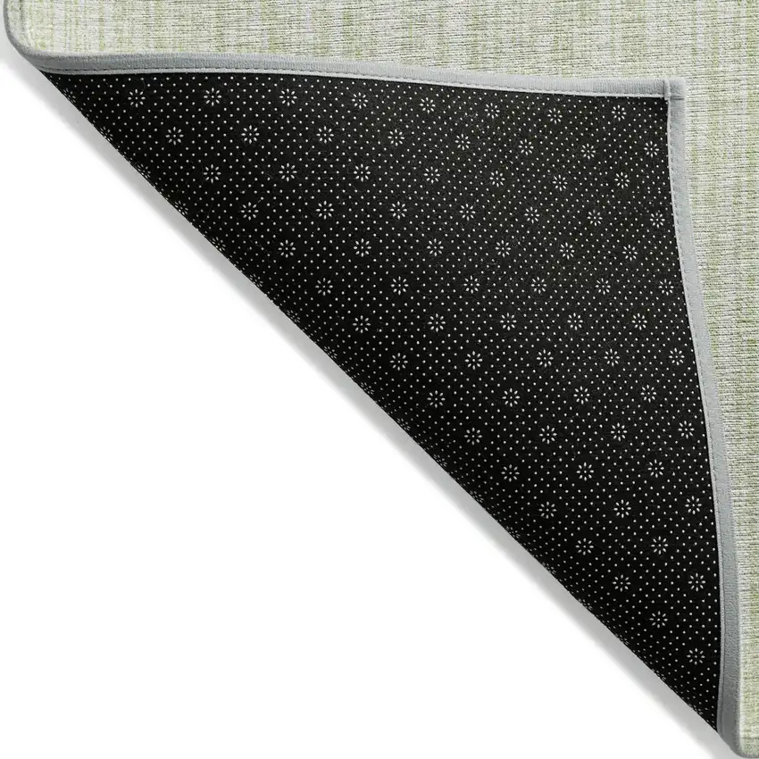 Mint Green And Ivory Striped Washable Indoor Outdoor Area Rug Photo 2