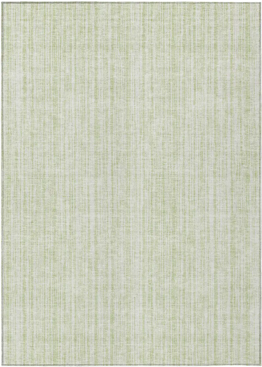 Mint Green And Ivory Striped Washable Indoor Outdoor Area Rug Photo 1