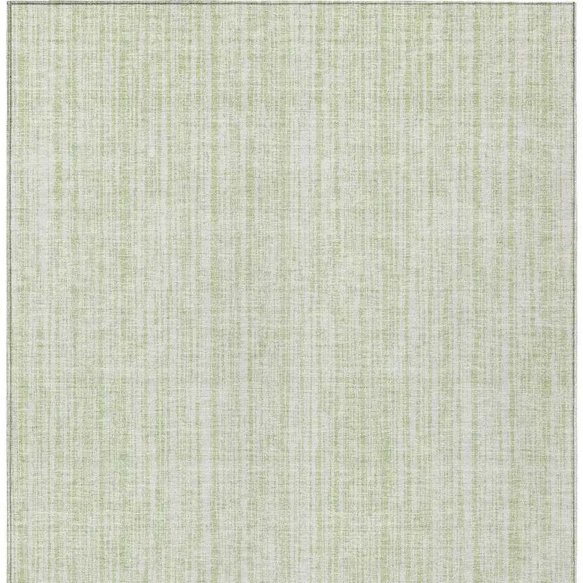 Mint Green And Ivory Striped Washable Indoor Outdoor Area Rug Photo 5