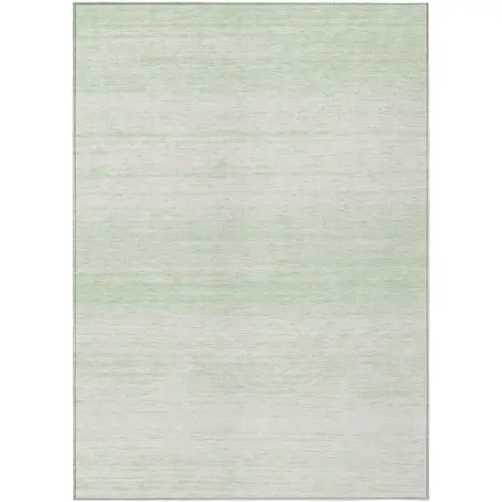 Mint Green And Ivory Striped Washable Indoor Outdoor Area Rug Photo 2