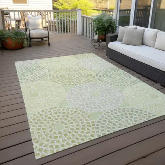 Mint Green And Light Purple Geometric Washable Indoor Outdoor Area Rug Photo 8
